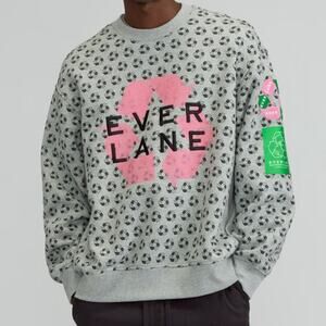 NWT Everlane L ReTrack Sweatshirt Oversized Recycled‎ Earth Day Gray Soft $98